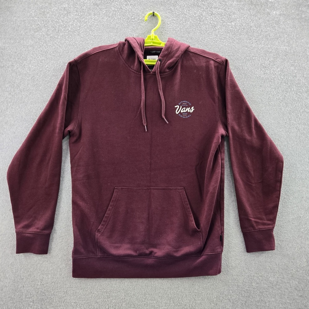 Vans Men Hoodie MEDIUM Purple Activewear Logo Drawstring Long Sleeve‎